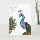 Elegant Waterverf Peacock Hartelijk dank Kaart (Voorkant)
