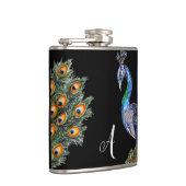 Elegant Waterverf Peacock Monogram Heupfles (Rechts)