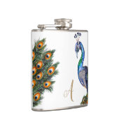 Elegant Waterverf Peacock Monogram Heupfles (Rechts)