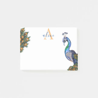 Elegant Waterverf Peacock Monogram Post-it® Notes
