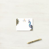 Elegant Waterverf Peacock Monogram Post-it® Notes (Op bureau)