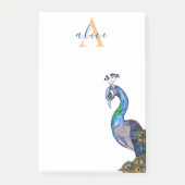 Elegant Waterverf Peacock Monogram Post-it® Notes (Voorkant)