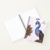 Elegant Waterverf Peacock Monogram Roze Notitieboek (Binnen)