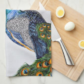 Elegant Waterverf Peacock Monogram Theedoek (Quarter Fold)