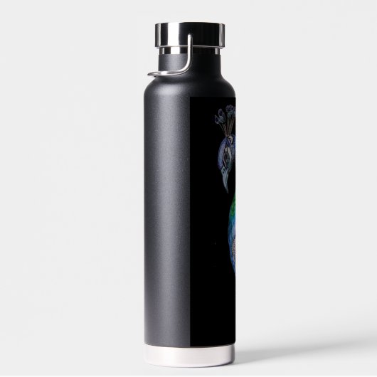 Elegant Waterverf Peacock Monogram Waterfles (Rechts)