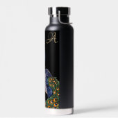 Elegant Waterverf Peacock Monogram Waterfles (Links)