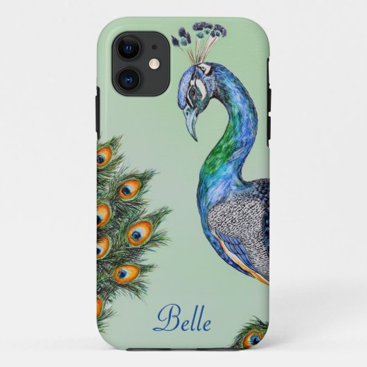 Elegant Waterverf Peacock op maat Case-Mate iPhone Case (Achterkant)
