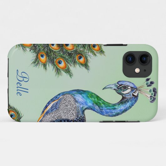 Elegant Waterverf Peacock op maat Case-Mate iPhone Case (Achterkant (horizontaal))