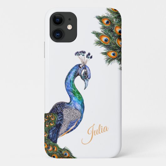 Elegant Waterverf Peacock op maat Case-Mate iPhone Case (Achterkant)
