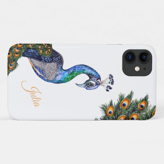 Elegant Waterverf Peacock op maat Case-Mate iPhone Case (Achterkant (horizontaal))