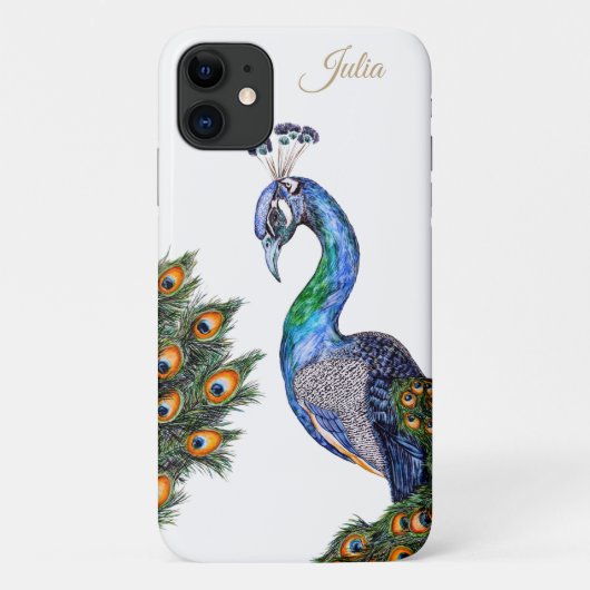 Elegant Waterverf Peacock op maat Case-Mate iPhone Case (Achterkant)