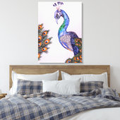 Elegant Waterverf Peacock Roze Canvas Afdruk (Insitu (Slaapkamer))