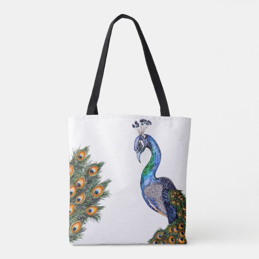 Elegant Waterverf Peacock Tote Bag (Achterkant)