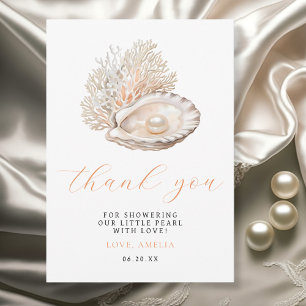 Elegant Waterverf Pearl Baby shower Bedankkaart