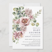 Elegant Waterverf Peonies Floral Baby shower Kaart (Voorkant)