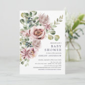 Elegant Waterverf Peonies Floral Baby shower Kaart (Staand voorkant)