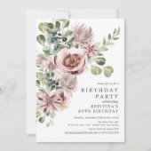 Elegant Waterverf Peonies Floral Birthday Party Kaart (Voorkant)