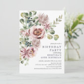 Elegant Waterverf Peonies Floral Birthday Party Kaart (Staand voorkant)