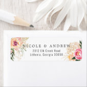 Elegant Waterverf Peony | Roze Floral Wedding Etiket (Insitu)