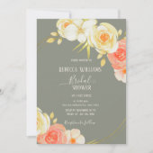 Elegant Waterverf perzik Roos & Sage Green floral Kaart (Voorkant)