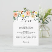 Elegant waterverf perzikappeltuinbruiloft menu (Staand voorkant)