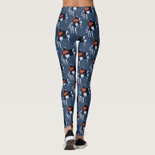 Elegant waterverf piano grijs blauw motief leggings (Achterkant)