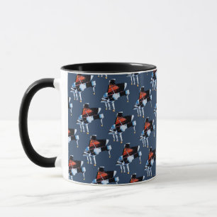 Elegant waterverf piano grijs blauw motief mok
