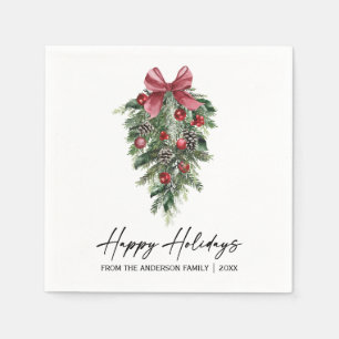Elegant Waterverf Pine Calligraphy Ink Holiday Servet
