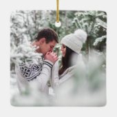 Elegant Waterverf Pine Couple Eerste Kerstmis Keramisch Ornament (Achterkant)