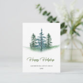 Elegant Waterverf Pine Tree Christmas Company Briefkaart (Staand voorkant)