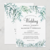 Elegant Waterverf Pine Wedding Kaart (Voorkant / Achterkant)