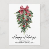 Elegant Waterverf Pines Calligrafie Inkt Script Feestdagenkaart (Voorkant)