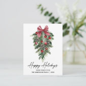 Elegant Waterverf Pines Calligrafie Inkt Script Feestdagenkaart (Staand voorkant)