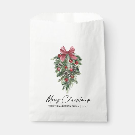 Elegant Waterverf Pines Calligrafie Kerstmis Bedankzakje (Voorkant)
