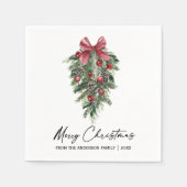 Elegant Waterverf Pines Calligrafie Kerstmis Servet (Voorkant)