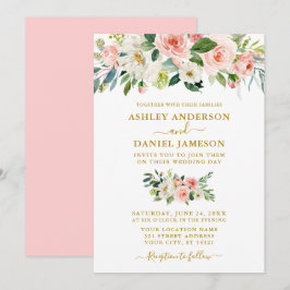 Elegant Waterverf Pink Blush Floral Weddenschap Go Kaart