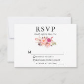 Elegant Waterverf Pink Blush Floral Wedding RSVP Kaartje (Voorkant)