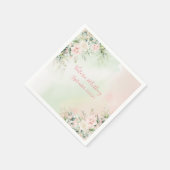 Elegant Waterverf Pink Blush Floral Wedding Servet (Hoek)