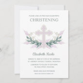 Elegant Waterverf Pink Christening Kaart (Voorkant)