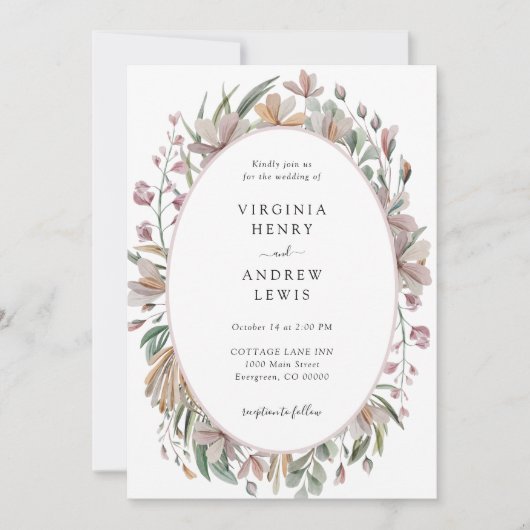 Elegant Waterverf Pink Floral Botanical Wedding Kaart (Voorkant)