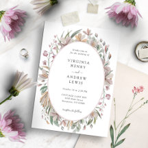 Elegant Waterverf Pink Floral Botanical Wedding