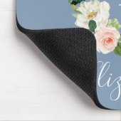 Elegant Waterverf Pink Floral Dusty Blue Monogram Muismat (Hoek)