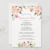 Elegant Waterverf Pink Floral Engagement Party Kaart (Voorkant)