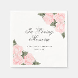 Elegant Waterverf Pink Floral Funeral Memorial Servet