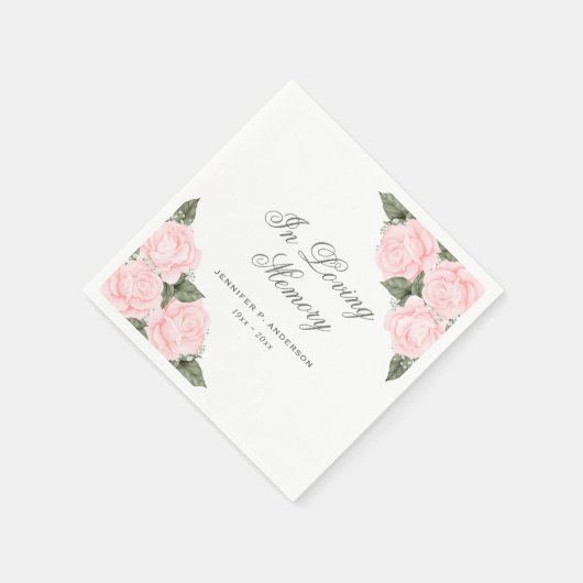 Elegant Waterverf Pink Floral Funeral Memorial Servet (Hoek)