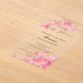 Elegant Waterverf Pink Floral Girl Baby shower Acryl Uitnodigingen (Laagn)