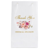 Elegant Waterverf Pink Floral Gold Hartelijk dank Klein Cadeauzakje (Voorkant)