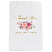 Elegant Waterverf Pink Floral Gold Hartelijk dank Medium Cadeauzakje (Voorkant)