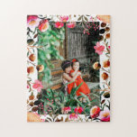 Elegant Waterverf Pink Floral Greenery Foto Legpuzzel<br><div class="desc">Elegant roze en rode Waterverf Floral Greenery Persoonlijke Foto Puzzle</div>