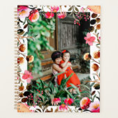 Elegant Waterverf Pink Floral Greenery Foto Planner (Voorkant)